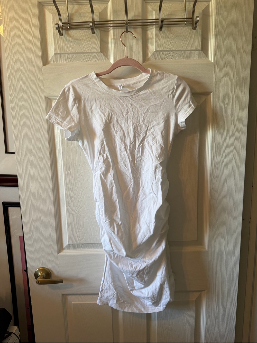 White Short-Sleeve Mini T-Shirt Dress